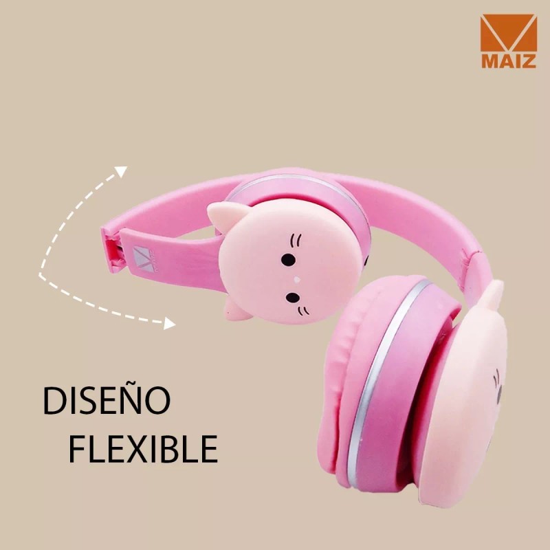 Maíz Audifono Manos Libres Diadema Ajustable Alambrico Color Gato