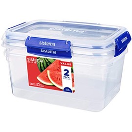Sistema KLIP IT PLUS Food Storage Containers | 3.35 L | 2 Piece Airtight Containers Set | Leak-Proof Seal | Easy Locking Clips | Recyclable with TerraCycle | BPA-Free | Clear