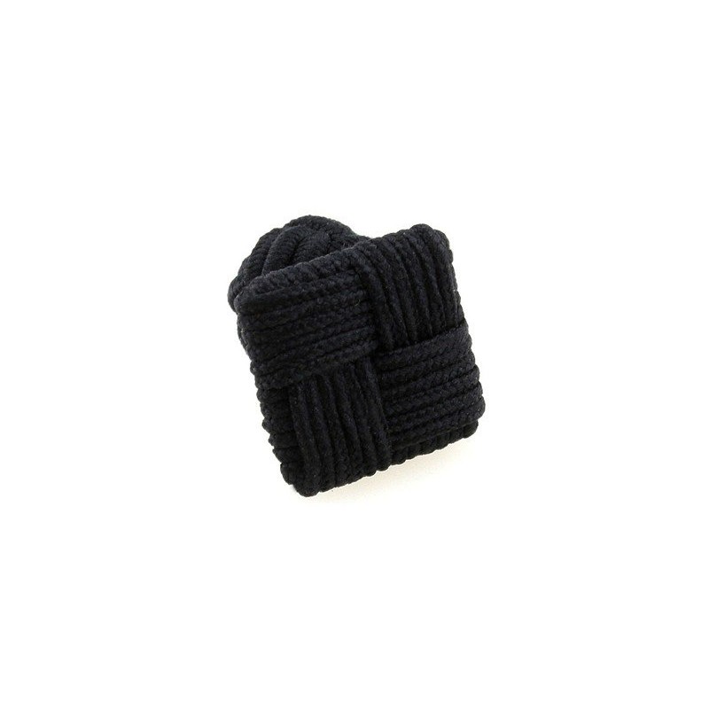 TEROON Black Silk Knot Square Cufflinks, Fabric