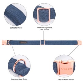 ARING PET Dog Collar and Leash, Cute Dog Collar Set, Adjustable Cotton Boy Dog Collars with Leash for Small Medium Large Dogs and Cats