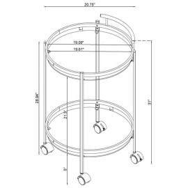 Maklaine 2-tier Contemporary Round Glass Bar Cart in Chrome and Clear