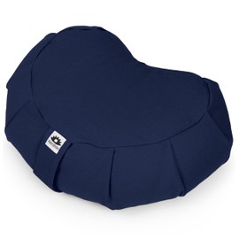 Waterglider International Meditation Cushion (Midnight Blue) Crescent, Buckwheat Husk Filled, Floor Pillow or Cushions, Yoga Seat, Zafu, Made in The USA