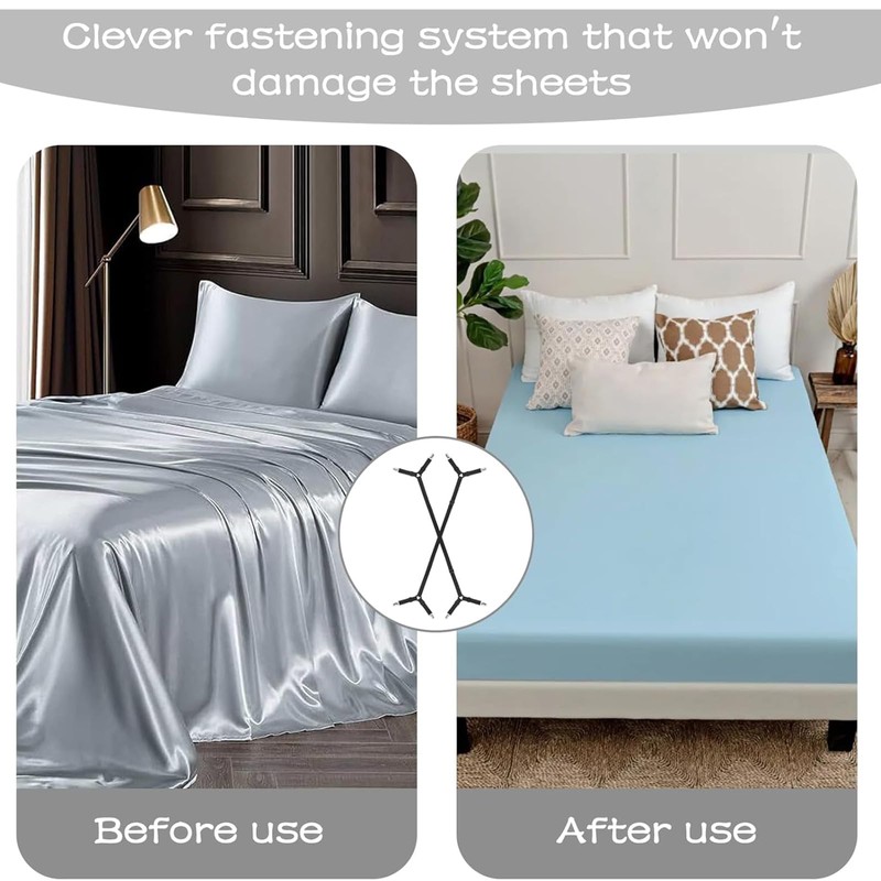 2PCS Adjustable Bed Sheet Clips - Bed Sheet Straps Triangular