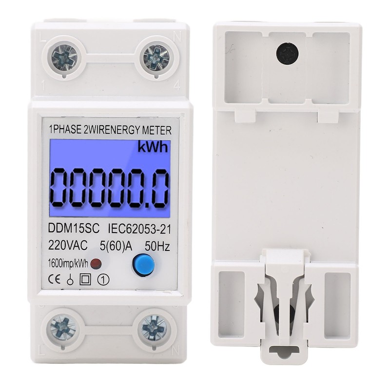 LCD Digital Energy Meter Single Phase 2P Electricity Usage Monitor