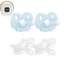 Silicone One Piece Baby Pacifier ，Orthodontic Nipple Supports Newborn Pacifiers for Babies 3+ Months Toddler (Green & White)