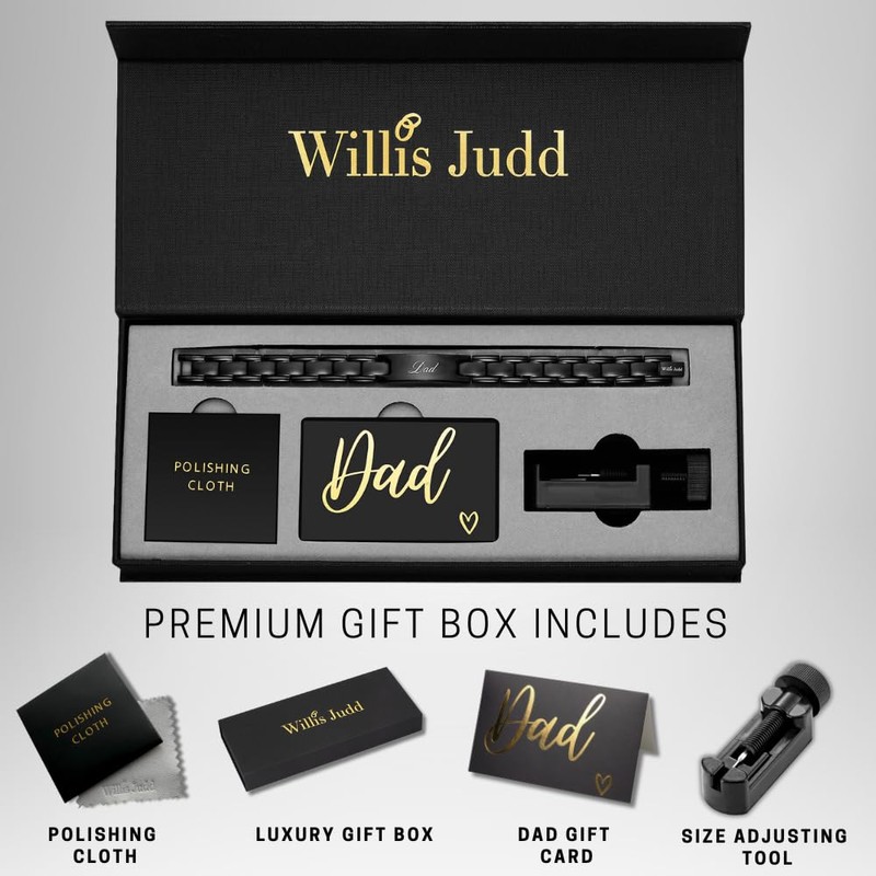 Willis Judd Mens Titanium DAD Bracelet Engraved Best Dad Ever
