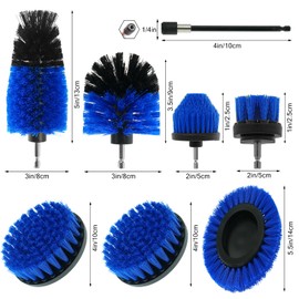 ETOUPA 8 Pcs Drill Brush Attachment Set, Power Cleaning Scrub Brush Kit with Extend Long Attachment, All Purpose Drill Scrub Brushes for Car, Grout, Floor, Tub, Bathroom and Kitchen (Blue)