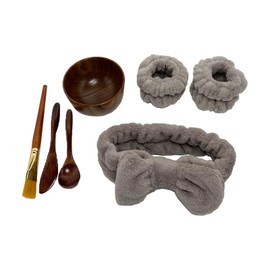 BEECO GIF2U Skincare Face Mask Mixing Bowl Set,Makeup Skin Care Products for Clay Mask,Home DIY Beauty & Personal Care Tools Kit Wood Bowl,Spatula,Spoon,Brush,Facial Headband,Wrist Washband