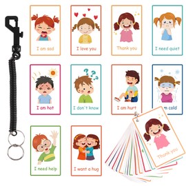 Hxezoc 30pcs Communication Cards Pecs Cards Emotions Feelings Sign Language Flash Cards Communication Board autism Aids Visual Aids for Autistic Children Non Verbal Speech Therapy