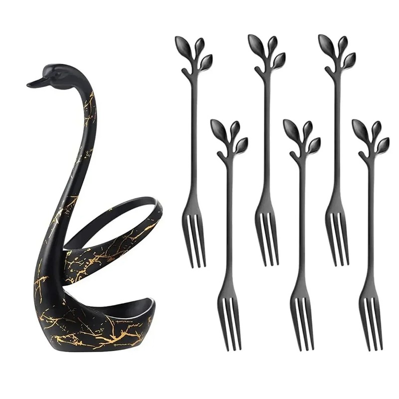 Elegant Swan Spoon and Fork Holder, Decorative Metal Cutlery Organizer