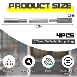 Zonon 4 Pcs Weld On Trailer Ramp Hinges 10 Inch Steel Heavy Duty Greaseable Ramp Door Hinges for Trailer Door Utility Gate Barrel Dump, Zinc Plated