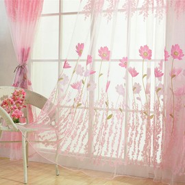 Tulle Curtain, Polyester Floral PatternWindow Tulle Voile Curtain, Bedroom Living Window Curtain, Room Decor Window Curtain, Curtain for Living Room Bedroom ()