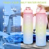CodiCile Motivational water bottle,1L Sports Water Bottle with Straw x2