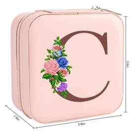 Joyero de viaje, mini joyero de viaje portátil con espejo, organizador de anillos de joyería, caja de regalo para mujeres y niñas, joyero portátil para pendientes, collares, anillos y pulseras (C)