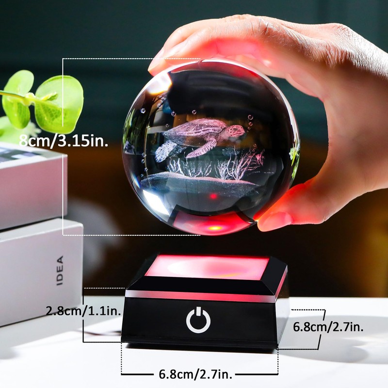 Enjinkail 3D Crystal Ball Sea Turtle Gifts for Women Men