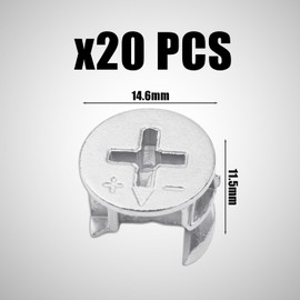 Pack of 20 Furniture Connector Cam Locks, Eccentric Nuts, Cam Nuts, Plate Mounting Screws, Suitable for Wooden Boards with a Thickness of 10/16/18 mm