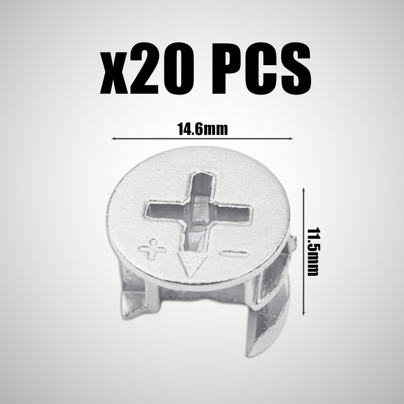 Pack of 20 Furniture Connector Cam Locks, Eccentric Nuts, Cam