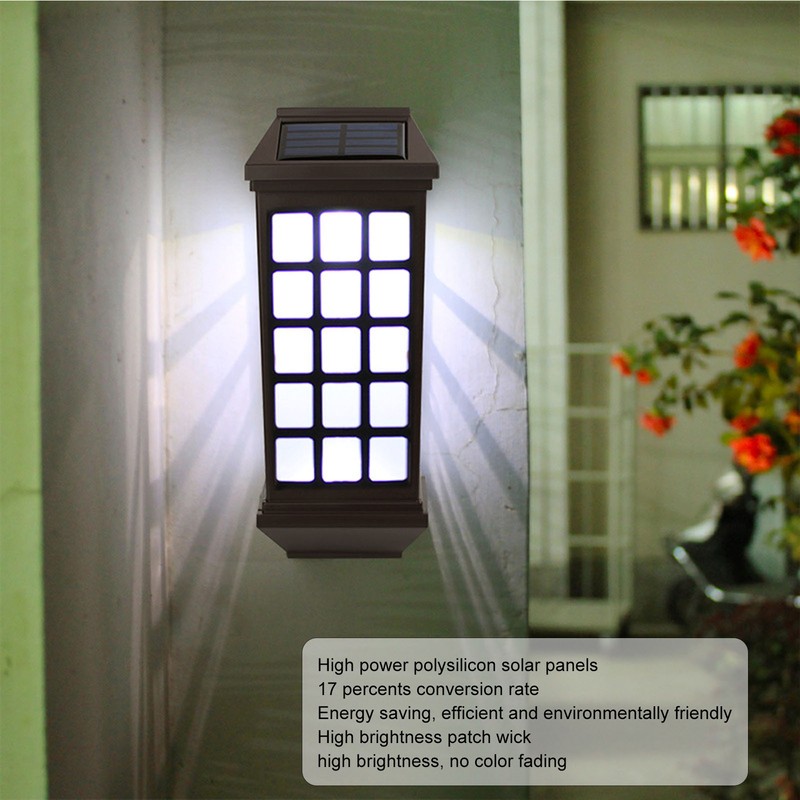 2 Sets Solar Wall Sconce LED White Light Intelligent Control