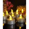 ONEIHOMM Silver Flameless Tealight Candles with Timer,Glitter Battery Operated Tea
