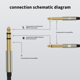ZTOXLR 1/4 inch TRS Stereo Y-Splitter Insert Cable, 1/4 Inch Male Jack to Dual 1/4inch(6.35mm) Male TS Mono Breakout Cable Audio Patch Cord -10FT