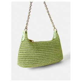 Verdusa Women's Straw Woven Shoulder Bag Tote Handbag Summer Beach Purse Green One-Size
