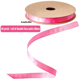 Zolunu Pink Ribbon 3/8" X 25 Yards Pink Satin Ribbon Single Face Polyester Fabric Ribbon for Gift Wrapping, Bow Making, Crafts, Wedding Decor, Birthday Party Decorations, DIY Hair Accessories