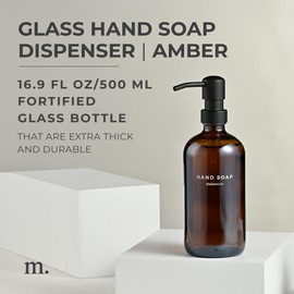 MaisoNovo Soap Dispenser 1-Piece Set | 16.9oz Amber Bottles with Black Stainless Steel Pump