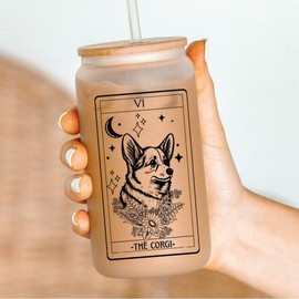 Dog Tarot Card Tumblers, dog mom tumbler,:_Corgi