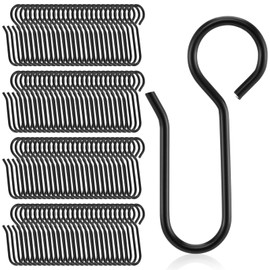 Jetec 120 Pcs Metal Curtain Track Hooks S Shaped Small Curtain Metal Drape Wire Hooks for Ceiling Drape Track (Black)