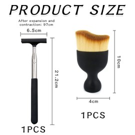 1Pc Black Retractable Wiper And 1Pc Car Interior Cleaning Brush, Car Glass Cleaning Tools, Car Supplies