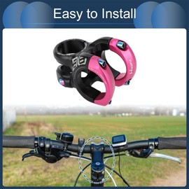 INFINAUTO Bicycle Handlebar Short Stem, 35 mm Stem 40 mm, Bicycle Road Bike MTB BMX Fixie Gear Cycling, 0 Degree Rise Cycles Short Stem, Black Pink, Pack of 1