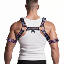 Men's Laser-Etched PU Leather Body Harness Set + Dual Glowing Armbands | Exclusive Handcrafted Design | Stage & Party Outfit