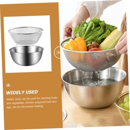 Housoutil 1 Set Stainless Steel Drain Basket Stainless Colander Metal Colander Stainless Steel Salad Bowl Set Kitchen Colander Metal Strainer Rice Washing Bowl Silver Stainless Steel Fruit