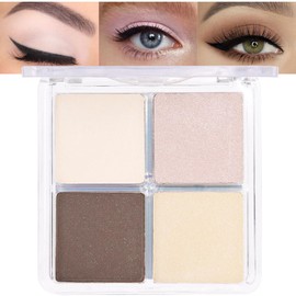 evpct Eye Shadow Quad Palette Makeup, Nude Champagne Cocoa Brown Beige Glitter Shimmer Metallic Matte High Pigment Eyeshadow Palette for older Women, Smudge Proof Vegan Cruelty-free, Natural Nudes