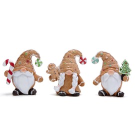 Hodao 3 Set of Christmas Gingerbread Man Elf Trio Tomte Swedish Scandinavian Gnomes Figurines Decorations Resin Boy and Girl Figurines for Xmas Gift Christmas Decorations for Home