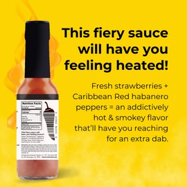 Weak Knees Strawberry + Jalapeño Hot Sauce, 5 oz Easy Pour Bottle, Classic Hot Pepper Sauce with Strawberries and Peppers, Foodie Gifts, Hot Sauce Gifts, Gifts for Men