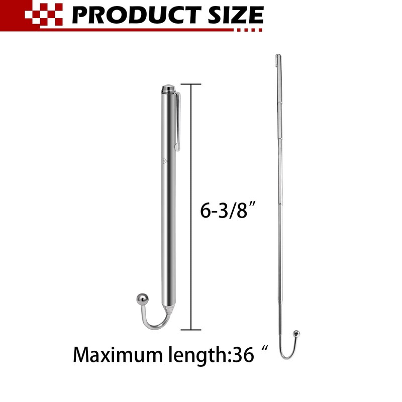 Telescoping Wire Reacher Pole, 36 Inch Extended Length, 6.375 Inch