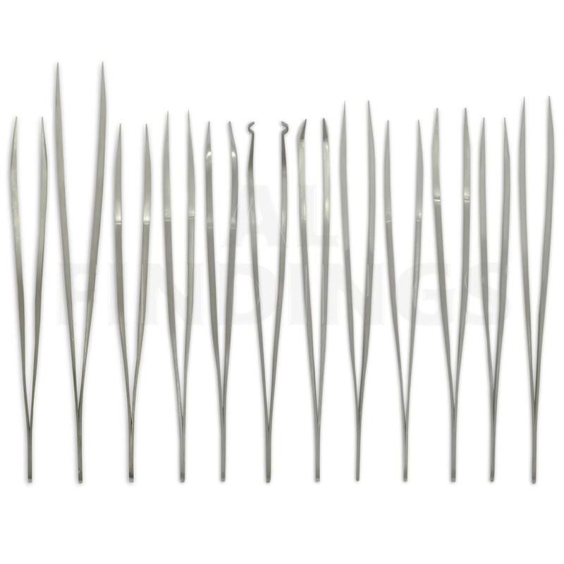 12 SS Tweezers coated steel set non magnetic craft jewellery