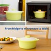 Set of 2, Microwave Silicone Steamer Pot with Handle &
