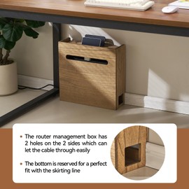 KIRIGEN WiFi Router Storage Box, Wooden Wireless Router Organizer Rack Shelf Power Cord Socket Storage Shelf Cable Management and Organizing Box for Office and Home Dark Brown LYQ-DBR