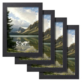 Soluiresy 5x7 Picture Frame Set of 4, Photo Frame with High Definition Glass for Wall and Tabletop Display, Multi Picture Frames Collage Horizontal and Vertical, Black