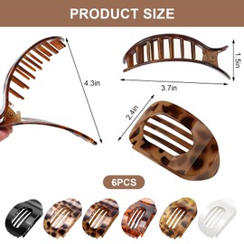 6 Stück Haarklammer für Damen, Flache Haarklammern, Rutschfest Haarspangen Damen für Dickes & Dünnes Haar, Neu Gebogenes Design Haarklammer Flach für Alltag, Fahren, Liegen