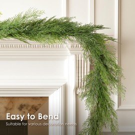 WBHome Real Touch Chamaecyparis pisifera Garland for Christmas Holiday Seasonal Outdoor/Indoor Home Decor, 6FT Long