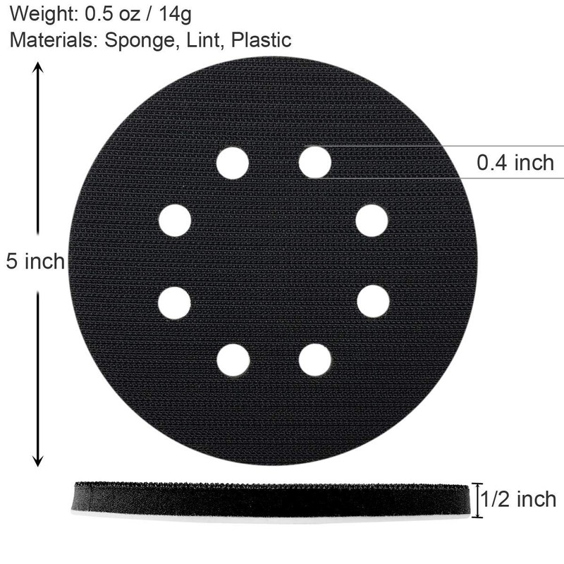 5 Inch 8 Hole Hook and Loop Soft Sponge Cushion