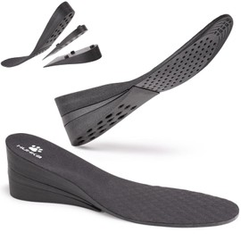 [3.0 inches (7.5 cm), 1.8 inches (4.5 cm), 1.2 inches (3 cm), 3 Heights] Athletic Insole, Secretly, Increases Height, Insole, Breathable, Shock Absorption, Everyday Use, Jogging, Black