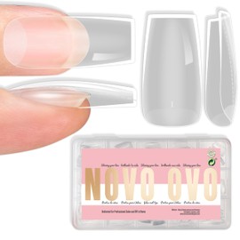 NOVO OVO Medium Square Nail Tips Extra Thick Press on No C Curve, quadratisch Nagelspitzen künstliche Nagelverlängerung vollständige Abdeckung Nägel Acryl, Maniküre Salon DIY x 14 Größen, 224 Stück