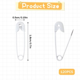 120Pcs White Safety Pins 0.75in / 19mm Mini Safety Pins for Clothes Colored Safety Pins Metal Safety Pin Bulk Sewing Pins Knitting Stitch Marker for Clothing Sewing Handicrafts Jewelry Making