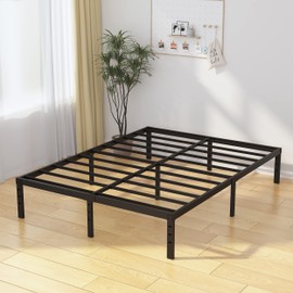 EMODA 14 Inch King Bed Frame No Box Spring Needed, Heavy Duty Metal Platform with Steel Slats, Noise Free, Easy Assembly, Black