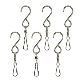 In the Breeze Stainless Steel Hang-It S Hooks with Ball Bearing Swivel - 6 Pc - Smooth Spinning Swivel Hook Clip for Hanging Décor