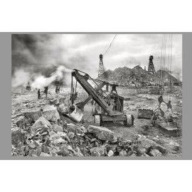 Steam Shovel Construction Crew PHOTO 1910 Michigan Dynamite Blasting Excavator